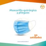 Mascarilla quirúrgica 3 pliegues - 50 unidades